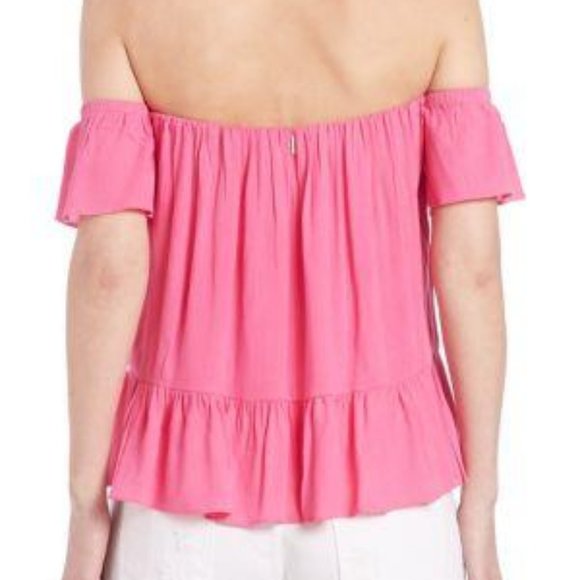 MISA Los Angeles Anais Off Shoulder Top in Fuschia - Picture 3 of 4